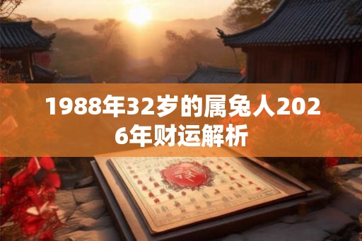 1988年32岁的属兔人2026年财运解析