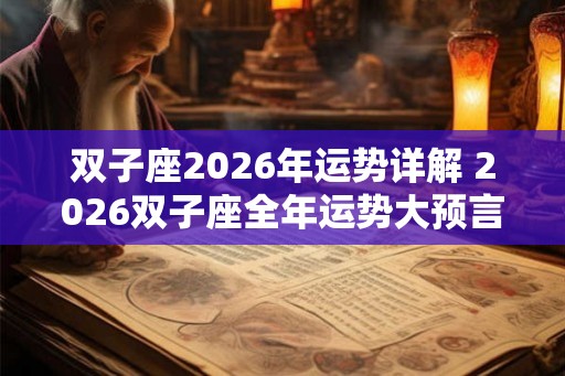 双子座2026年运势详解 2026双子座全年运势大预言