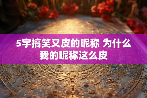 5字搞笑又皮的昵称 为什么我的昵称这么皮