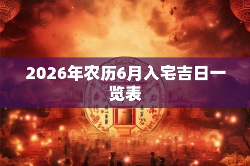 2026年农历6月入宅吉日一览表