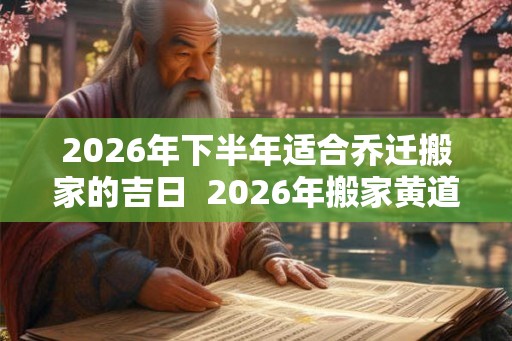 2026年下半年适合乔迁搬家的吉日  2026年搬家黄道吉日