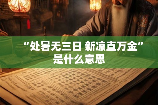 “处暑无三日 新凉直万金”是什么意思