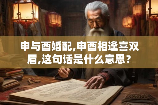 申与酉婚配,申酉相逢喜双眉,这句话是什么意思? 申与酉婚配,申酉相逢喜双眉,这句话是什么意思?