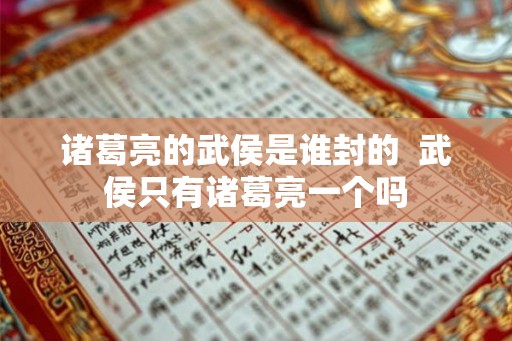 诸葛亮的武侯是谁封的  武侯只有诸葛亮一个吗