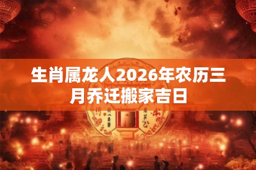 生肖属龙人2026年农历三月乔迁搬家吉日