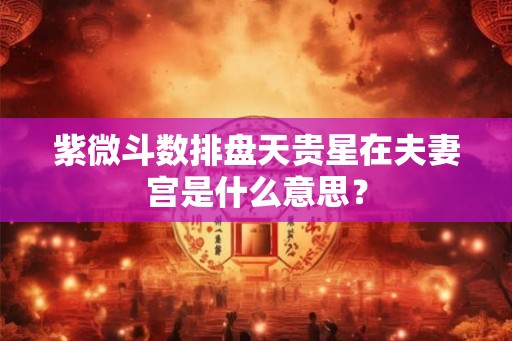 紫微斗数排盘天贵星在夫妻宫是什么意思？