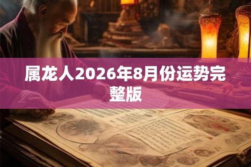 属龙人2026年8月份运势完整版