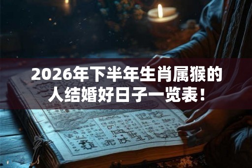 2026年下半年生肖属猴的人结婚好日子一览表! 2026年下半年生肖属猴的人结婚好日子一览表!