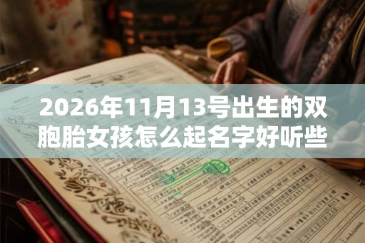 2026年11月13号出生的双胞胎女孩怎么起名字好听些，五行属什么？