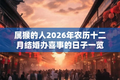 属猴的人2026年农历十二月结婚办喜事的日子一览 属猴的人2026年农历十二月结婚办喜事的日子一览