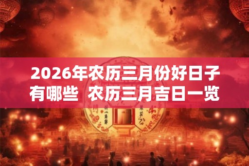 2026年农历三月份好日子有哪些 农历三月吉日一览表 2026年农历三月份好日子有哪些 农历三月吉日一览表