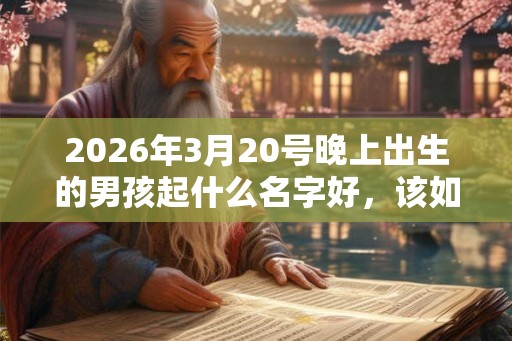 2026年3月20号晚上出生的男孩起什么名字好，该如何取名？