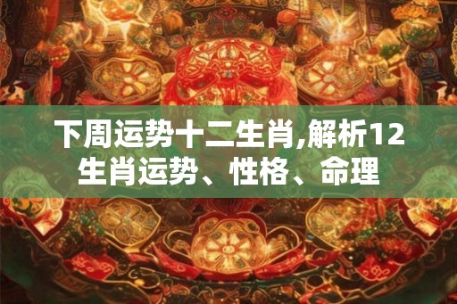 下周运势十二生肖,解析12生肖运势、性格、命理