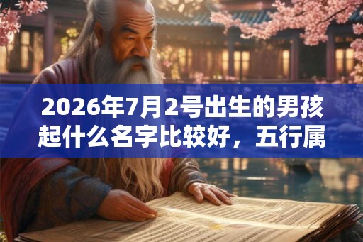 2026年7月2号出生的男孩起什么名字比较好，五行属什么