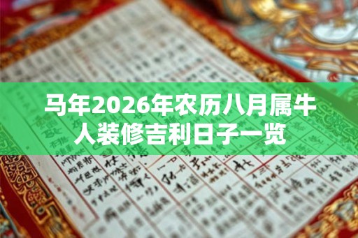 马年2026年农历八月属牛人装修吉利日子一览