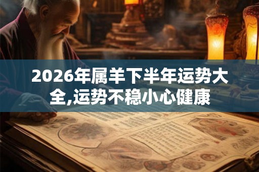 2026年属羊下半年运势大全,运势不稳小心健康