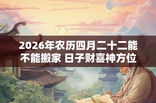 2026年农历四月二十二能不能搬家 日子财喜神方位 2026年农历四月二十二能不能搬家 日子财喜神方位