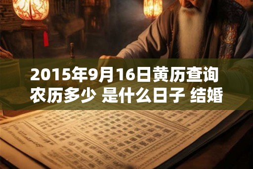 2015年9月16日黄历查询 农历多少 是什么日子 结婚吉时 2015年9月16日黄历查询 农历多少 是什么日子 结婚吉时