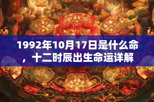 1992年10月17日是什么命，十二时辰出生命运详解