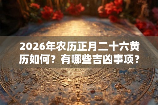 2026年农历正月二十六黄历如何?有哪些吉凶事项? 2026年农历正月二十六黄历如何?有哪些吉凶事项?