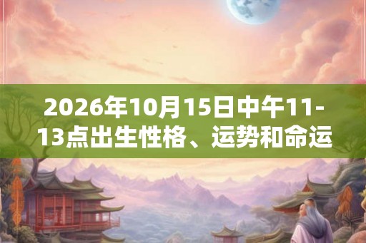 2026年10月15日中午11-13点出生性格、运势和命运