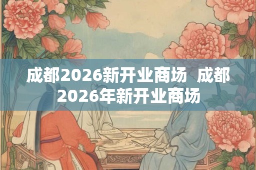 成都2026新开业商场  成都2026年新开业商场