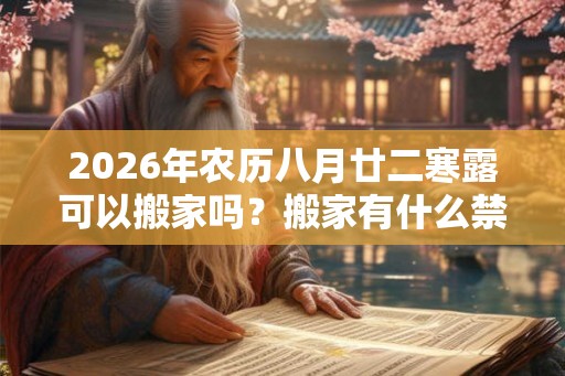 2026年农历八月廿二寒露可以搬家吗？搬家有什么禁忌？