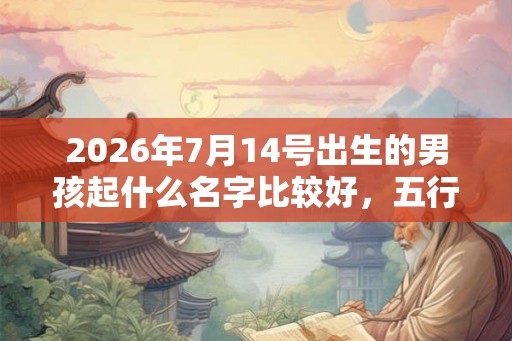 2026年7月14号出生的男孩起什么名字比较好，五行属什么