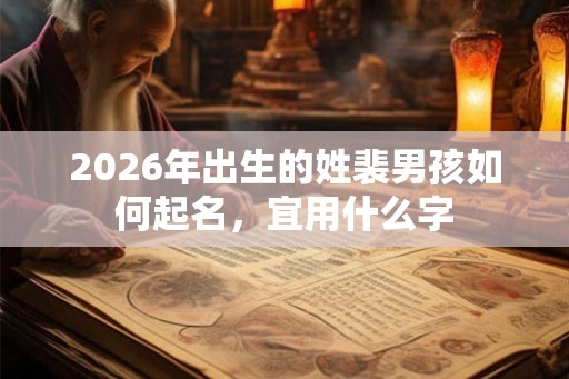 2026年出生的姓裴男孩如何起名，宜用什么字