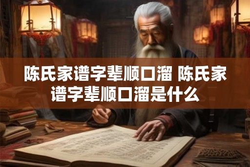 陈氏家谱字辈顺口溜 陈氏家谱字辈顺口溜是什么