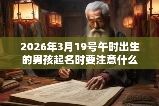 2026年3月19号午时出生的男孩起名时要注意什么