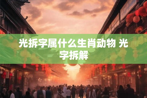 光拆字属什么生肖动物 光字拆解