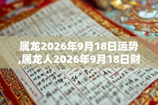 属龙2026年9月18日运势,属龙人2026年9月18日财运,生肖龙2026年9月18日运势