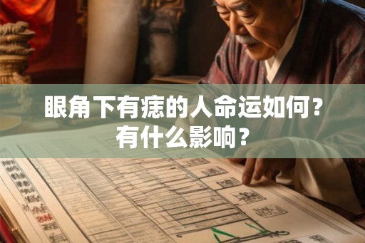 眼角下有痣的人命运如何？有什么影响？