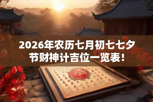 2026年农历七月初七七夕节财神计吉位一览表！