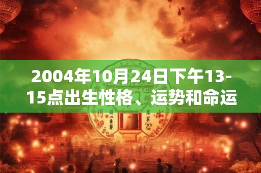 2004年10月24日下午13-15点出生性格、运势和命运