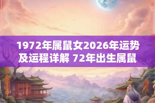 1972年属鼠女2026年运势及运程详解 72年出生属鼠人2026全年每月运势女性