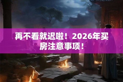 再不看就迟啦！2026年买房注意事项！