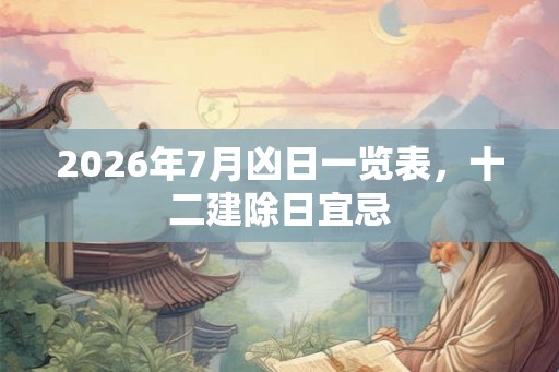 2026年7月凶日一览表,十二建除日宜忌 2026年7月凶日一览表,十二建除日宜忌