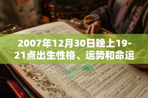 2007年12月30日晚上19-21点出生性格、运势和命运 2007年12月30日晚上19-21点出生性格、运势和命运