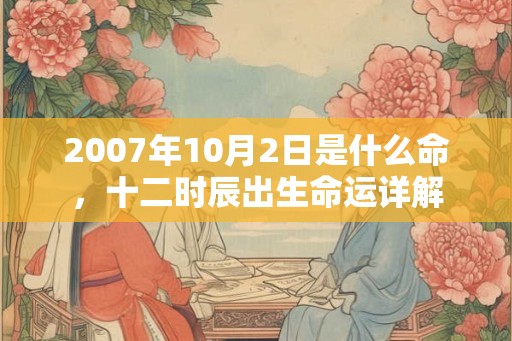 2007年10月2日是什么命，十二时辰出生命运详解