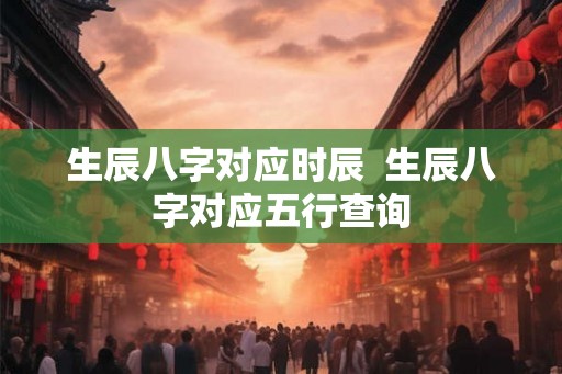 生辰八字对应时辰  生辰八字对应五行查询