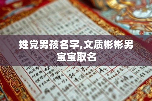 姓党男孩名字,文质彬彬男宝宝取名