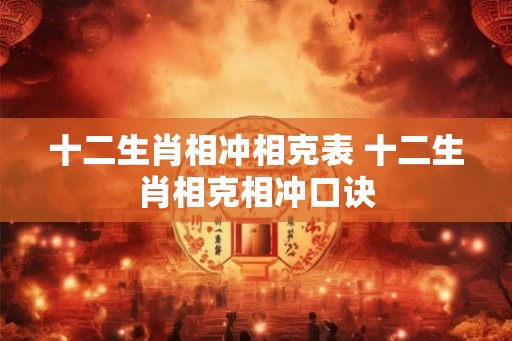 十二生肖相冲相克表 十二生肖相克相冲口诀