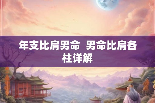 年支比肩男命  男命比肩各柱详解