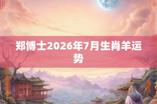 郑博士2026年7月生肖羊运势 郑博士2026年7月生肖羊运势