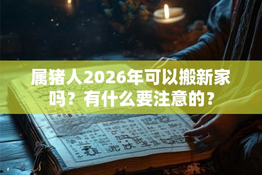 属猪人2026年可以搬新家吗？有什么要注意的？