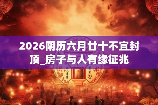 2026阴历六月廿十不宜封顶_房子与人有缘征兆