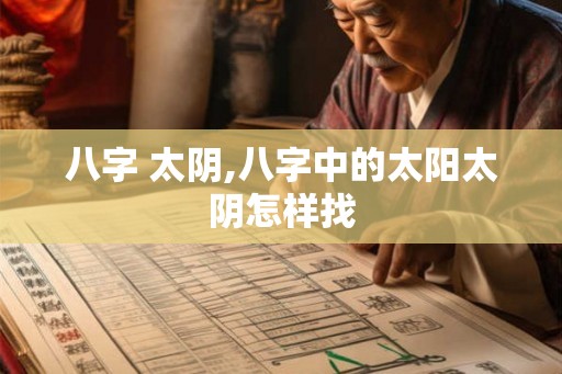 八字 太阴,八字中的太阳太阴怎样找