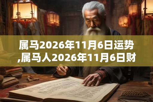 属马2026年11月6日运势,属马人2026年11月6日财运,生肖马2026年11月6日运势